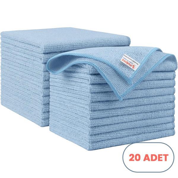 Mulpex Mikrofiber Temizlik Bezi 20 Adet - 40x40 cm, 375 GSM, Parlak Dokulu, 60 gr ±2, Yüksek Emici, İz Bırakmaz - Image 1