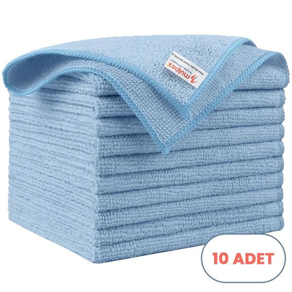 Mulpex Mikrofiber Temizlik Bezi 10 Adet - 40x40 cm, 375 GSM, Parlak Dokulu, 60 gr ±2, Yüksek Emici, İz Bırakmaz - Image 1