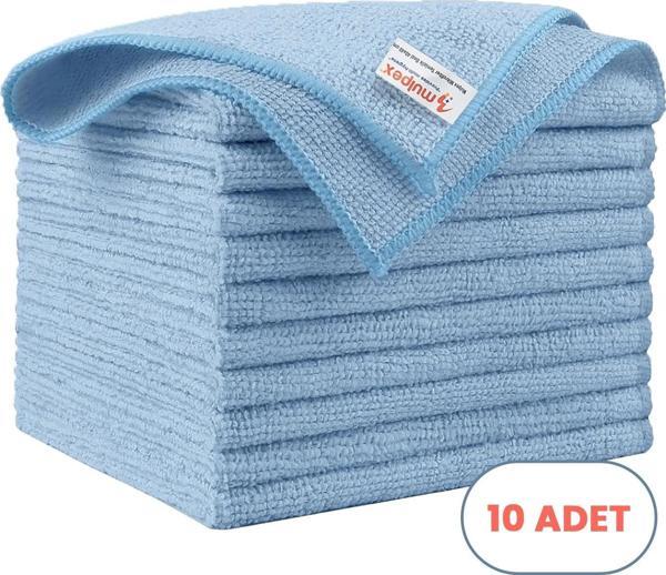 Mulpex Mikrofiber Temizlik Bezi 10 Adet - 40x40 cm, 375 GSM, Parlak Dokulu, 60 gr ±2, Yüksek Emici, İz Bırakmaz - Image 1