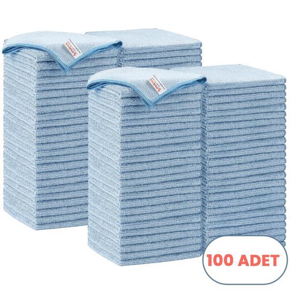 Mulpex Mikrofiber Temizlik Bezi 100 Adet - 40x40 cm, 375 GSM, Parlak Dokulu, 60 gr ±2, Yüksek Emici, İz Bırakmaz - Image 1