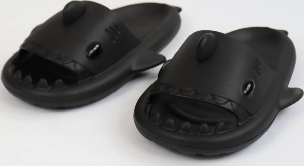 WG500 Köpekbalığı Siyah Unisex Tam Ortopedik Terlik Shark Slides - Image 1
