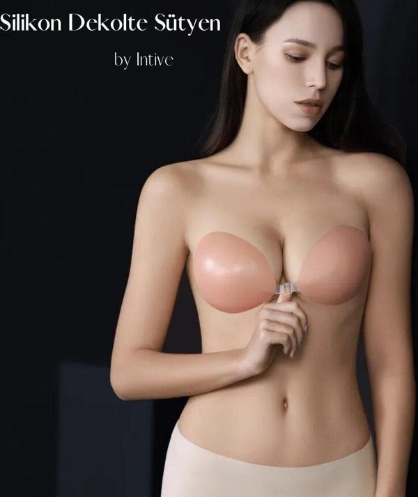 Ten Rengi Dekolte Silikon Yapışkanlı Önden Kopçalı Desteksiz Silikon Et Sütyen-1020 - Image 1
