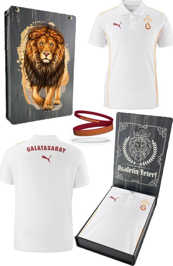 Galatasaray Orijinal Lisanslı Polo Yaka Beyaz Antrenman 5 Yıldızlı T-Shirt + Bileklik Set - Image 1