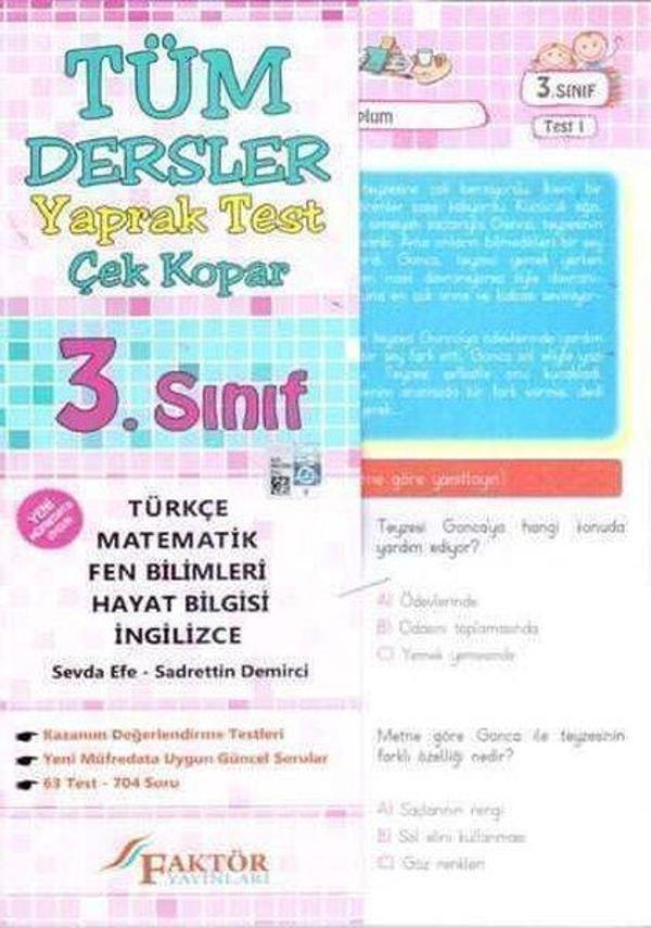 3.Sınıf Tüm Dersler Yaprak Test - Faktör Yayınları - Image 1