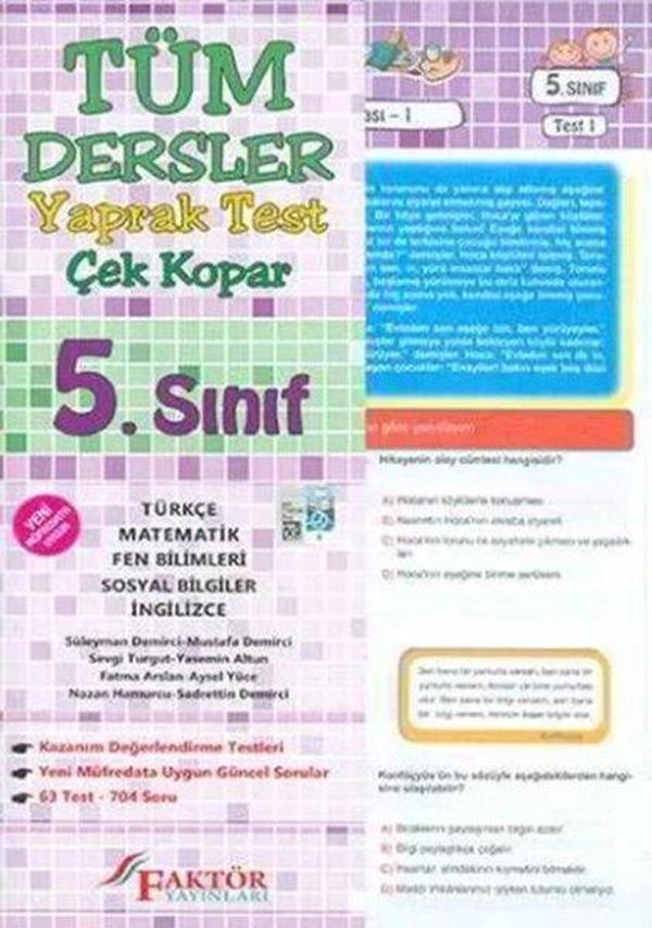 5.Sınıf Tüm Dersler Yaprak Test - Faktör Yayınları - Image 1