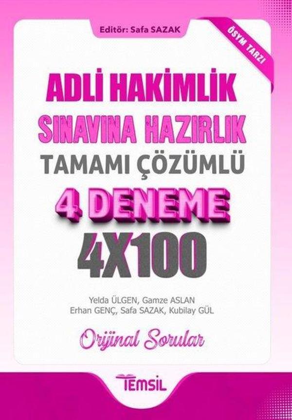 Adli Hakimlik Sınavına Hazırlık Tamamı Çözümlü 4 Deneme 4x100 - Orijinal Sorular - Temsil Kitap - Image 1