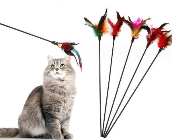 Çıngıraklı Tüylü Kedi Oyun Çubuğu - Image 1