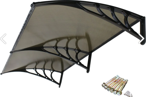 Kapı Üstü Pratik Sundurma 240 Cm X 80 Cm Siyah Ayak -Bronz Levha - Image 1