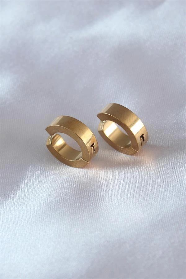 316L Çelik Gold Renk Sıkıştırmalı Erkek Küpe - Image 1