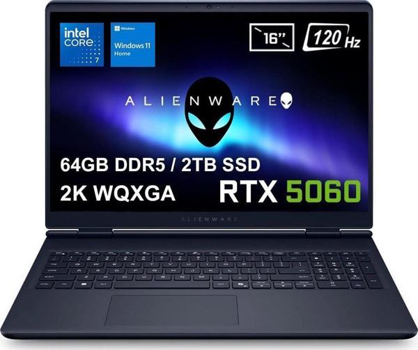 Dell Alienware 16 Aurora Intel Core 7-240H 64GB DDR5 2TB SSD RTX5060 8GB 16 inç 2K WQXGA 120Hz WVA W11 Home Gaming Laptop (AC16250-C716156Wv4) - Image 1
