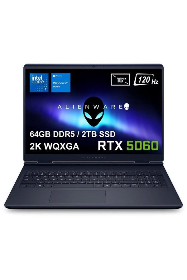 Dell Alienware 16 Aurora Intel Core 7-240H 64GB DDR5 2TB SSD RTX5060 8GB 16 inç 2K WQXGA 120Hz WVA W11 Home Gaming Laptop (AC16250-C716156Wv4) - Image 1