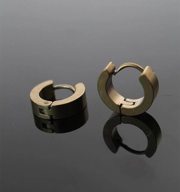 316L Çelik Gold Renk Halka Model Çift Küpe - Image 1
