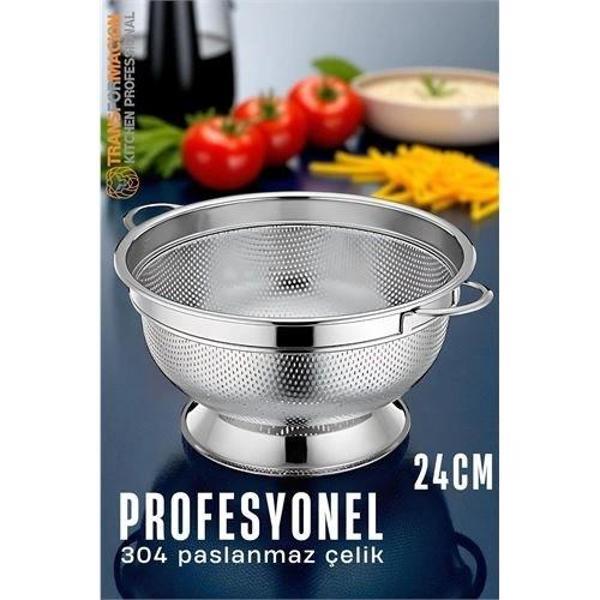 BUĞZ Ayaklı Kevgir - 304 Paslanmaz Çelik Profesyonel Ayaklı Süzgeç 24 Cm - Image 1