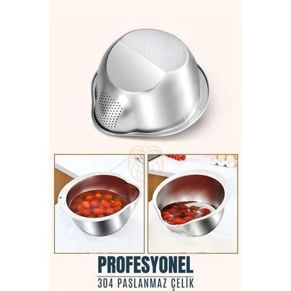 BUĞZ Pirinç Süzgeci Makarna Salata Süzgeci 304 Paslanmaz Çelik Mink Design - Image 1