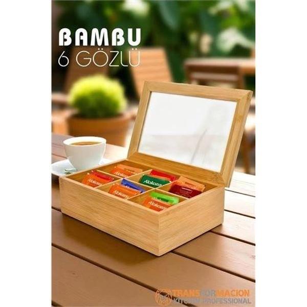 BUĞZ Poşet Çay Kutusu Ahşap Sallama Çay Organizer Kahve Şeker Aksesuar Kutusu - Image 1