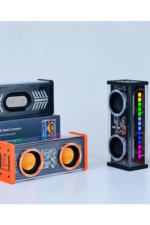Şeffaf Mecha Müzik Tws Stereo Rgb İşıklı Hoparlör Kablosuz Bluetooth 5.0 Taşınabilir Hoparlör V9 - Image 1