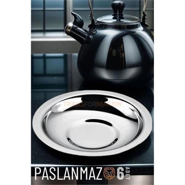 BUĞZ Veneta 6 Adet Metal Çay Tabağı Seti - Image 1