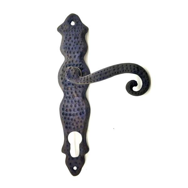 Antika Tarz Dekoratif Pirinç Ferforje Oda Kapı Kolu - 210x43 mm, Oksit - Image 1