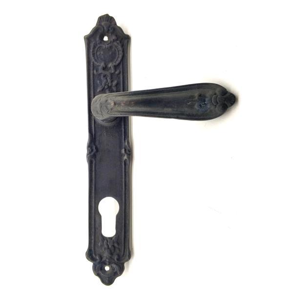 Antika Tarz Dekoratif Pirinç Çiçekli Oda Kapı Kolu - 240x40 mm, Oksit - Image 1