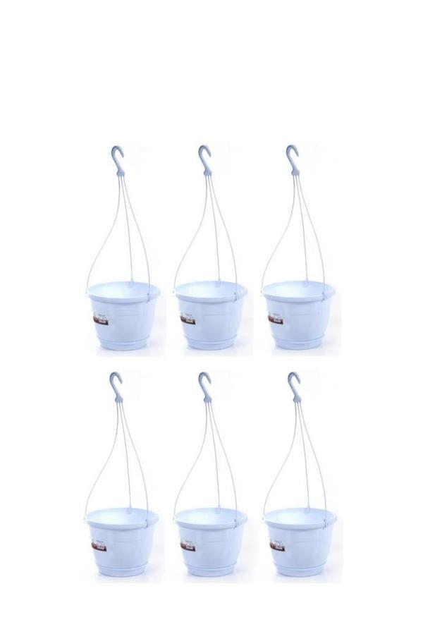 Omnipazar SO-SM01 Safir Makrome Askılı Balkon Saksı 1,7 lt Beyaz 6 Adet - Image 1