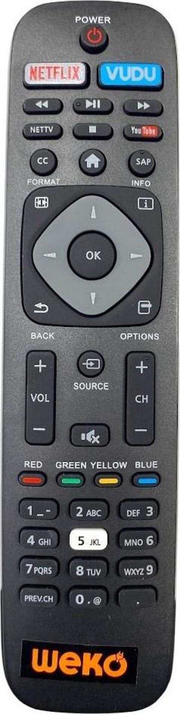 PHILIPS Nh500Up Netflix-Vudu-Youtube Tuşlu Smart LED Tv Kumandası - Image 1