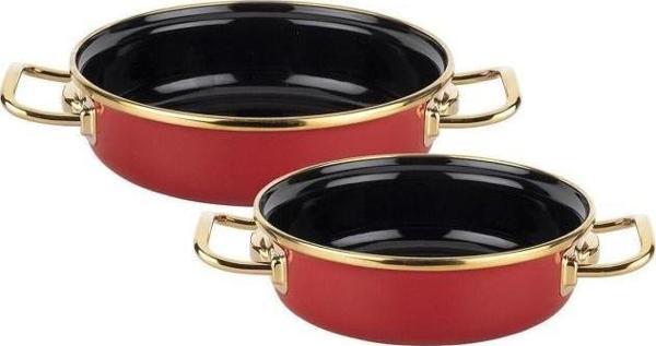 Tantitoni 2 Parça Kırmızı Gold Emaye Sahan Seti - Image 1