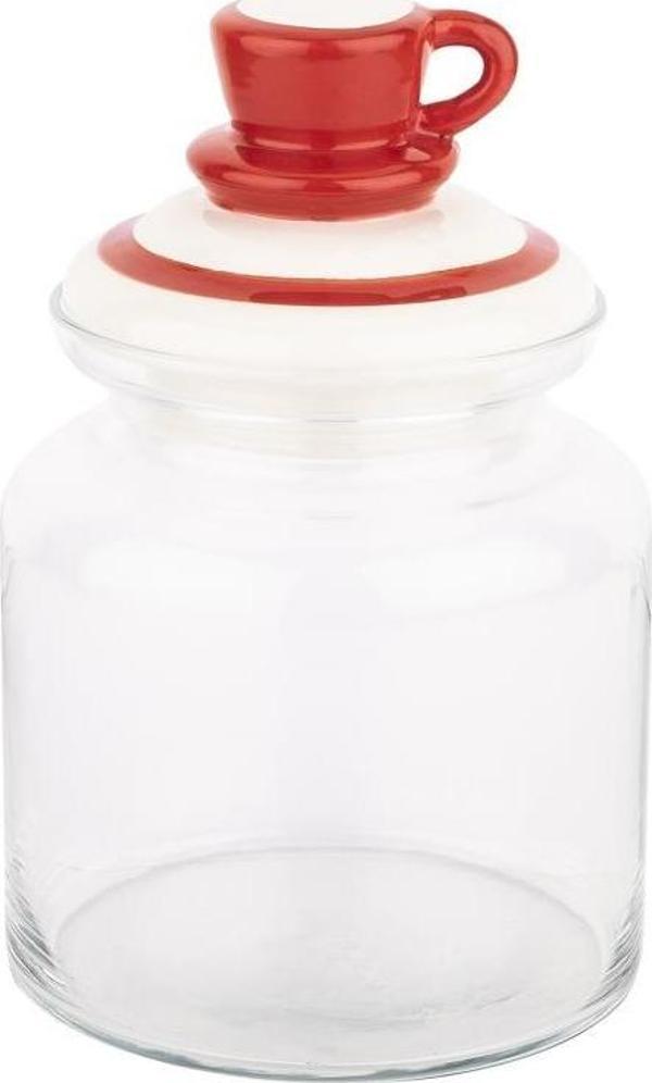 Tantitoni Kırmızı Kupa Seramik Kapaklı Kavanoz1085ml - Image 1
