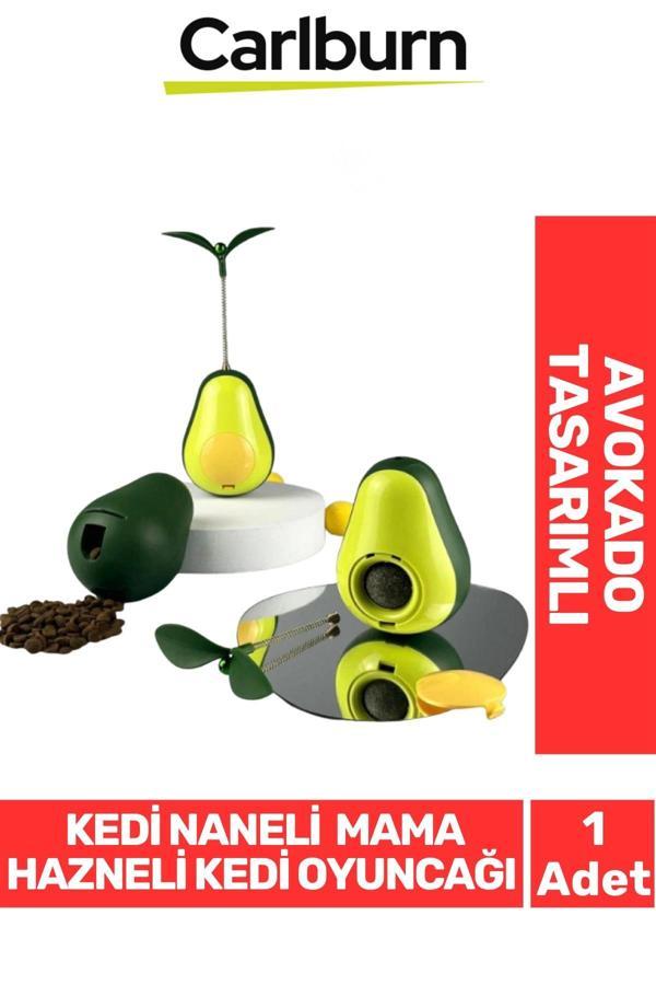 Özel Üretim Döner Mekanizmalı Avokado Şeklinde Kedi Naneli Mama Hazneli Kedi Oyuncağı - Image 1