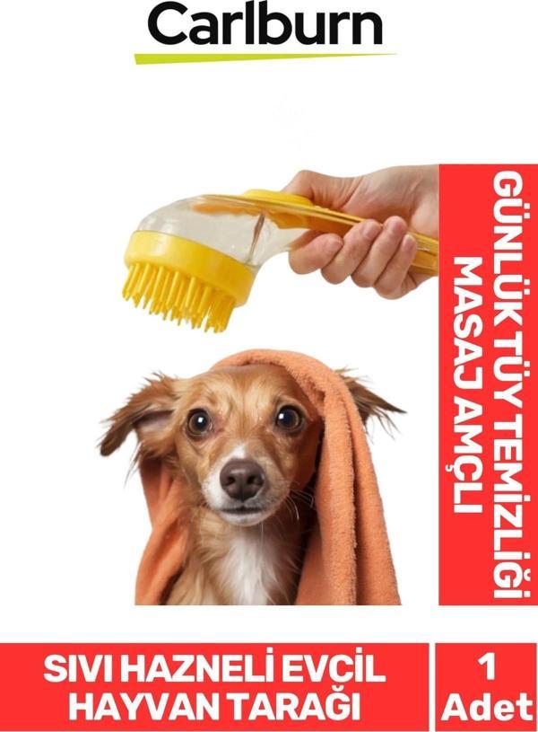 Sıvı Hazneli Şampuan Sabun Silikon Banyo Masaj Yapan Evcil Hayvan Kedi Köpek Tarağı - Image 1
