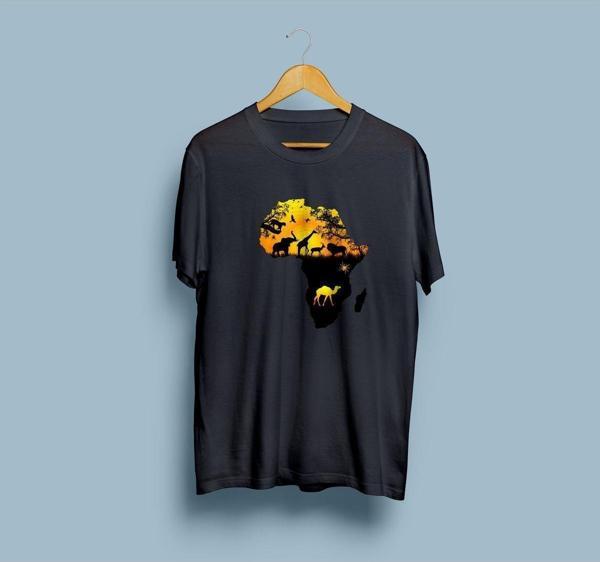 Oversize Afrika kıtası tasarımlı unisex T-shirt - Image 1