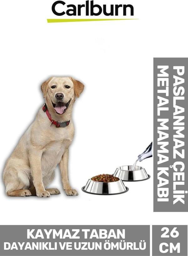 Özel Üretim Dayanıklı Uzun Ömürlü Sağlam Şık Paslanmaz Çelik Metal Kedi Köpek Mama Su Kabı 26 cm - Image 1