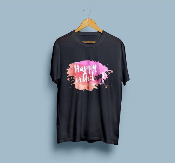 Oversize happy birtday yazılı unisex T-shirt - Image 1