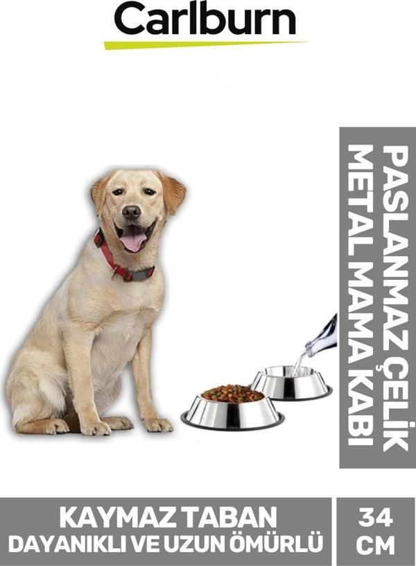 Özel Üretim Dayanıklı Uzun Ömürlü Sağlam Şık Paslanmaz Çelik Metal Kedi Köpek Mama Su Kabı 34 cm - Image 1