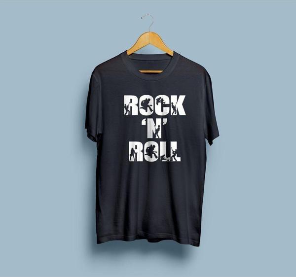 Oversize ROCK'N ROLL tasarımlı unisex T-shirt - Image 1