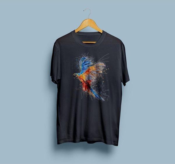 Oversize Parrots/papağan tasarımlı unisex T-shirt - Image 1