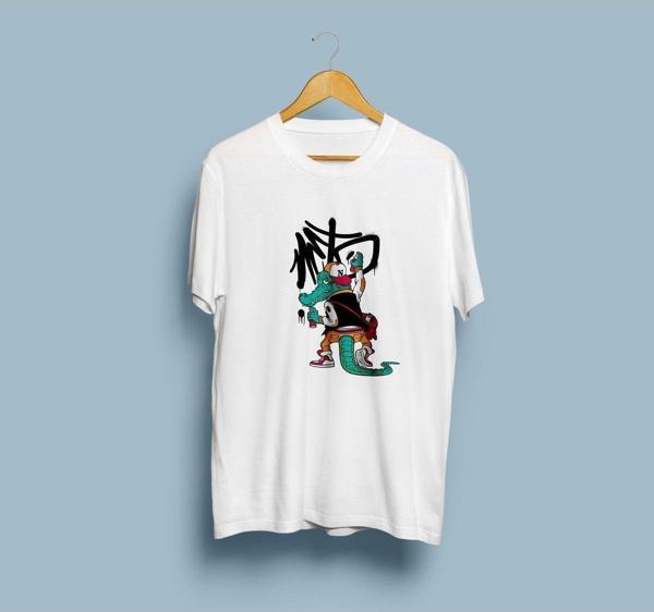 Oversize Crocodile Graffiti Unisex Tasarım T-shirt - Image 1
