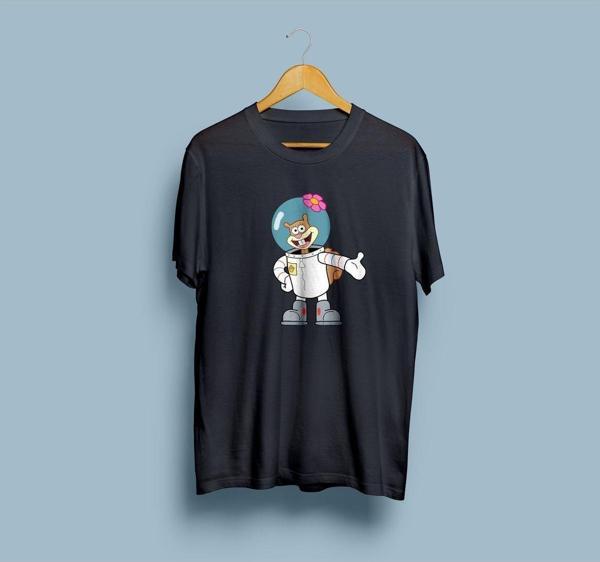 Oversize Sandy Cheeks / Sponge Bob tasarımlı unisex T-shirt - Image 1