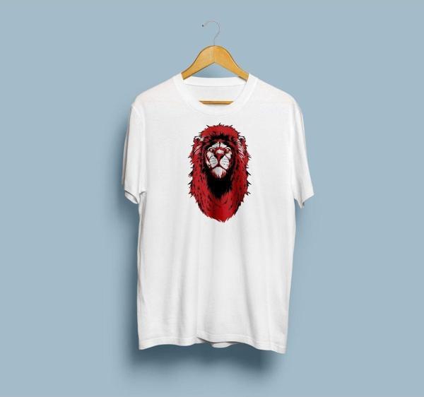 Oversize Kırmızı Aslan GS Tasarım Unisex T-shirt - Image 1