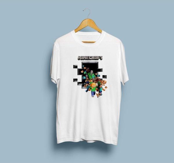 Oversize Minecraft tasarımlı unisex T-shirt - Image 1