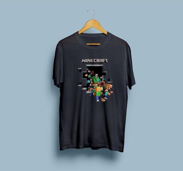 Oversize Minecraft tasarımlı unisex T-shirt - Image 1