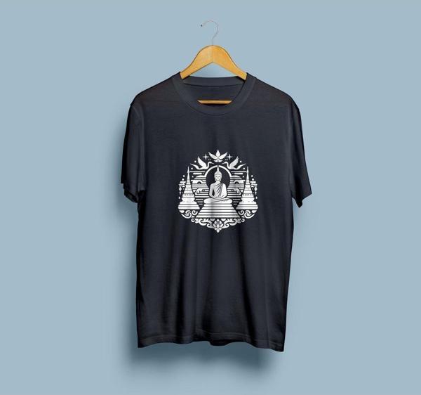 Oversize Budizm / Buddha Tapınak tasarım unisex T-shirt - Image 1
