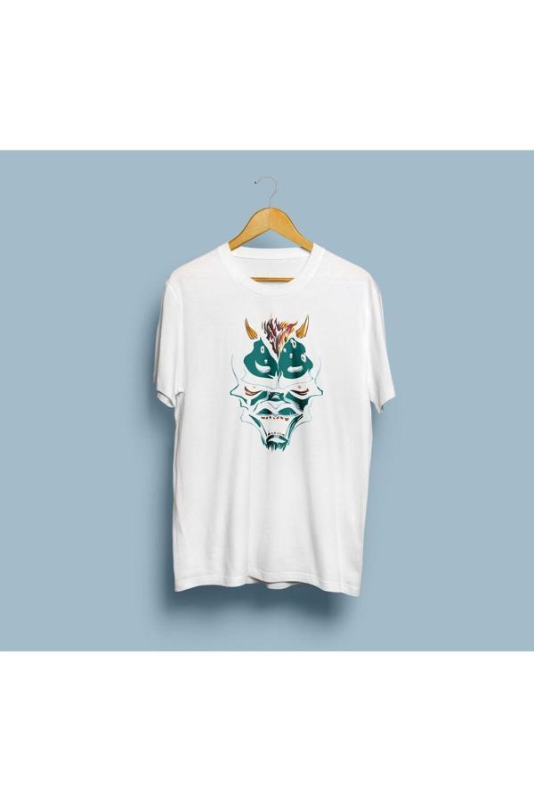 Oversize Vektör Kuru kafa / alev / boynuz tasarım unisex T-shirt - Image 1