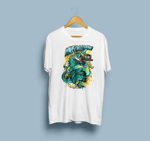 Oversize Wave İ'm Coming (dragon) baskılı T-shirt - Image 1