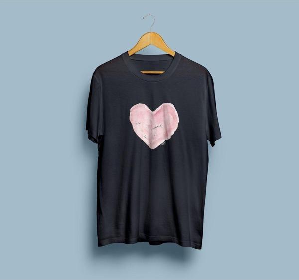 Oversize Pastel Kalp Tasarım Unisex T-shirt - Image 1