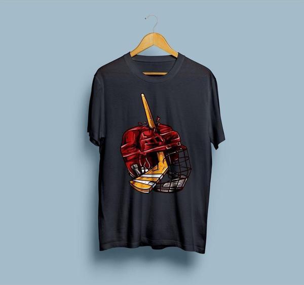 Oversize Hokey Stick and Helmet Tasarım Unisex T-shirt - Image 1