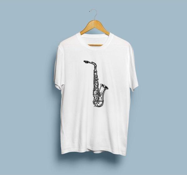 Oversize Saksafon Enstrüman Tasarım Unisex T-shirt - Image 1