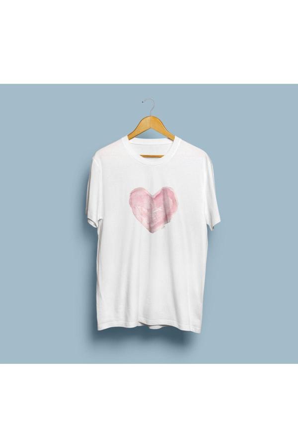 Oversize Pastel Kalp Tasarım Unisex T-shirt - Image 1