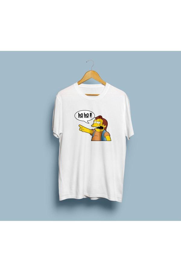 Oversize Karikatür Ha Ha! Tasarım Unisex T-shirt - Image 1