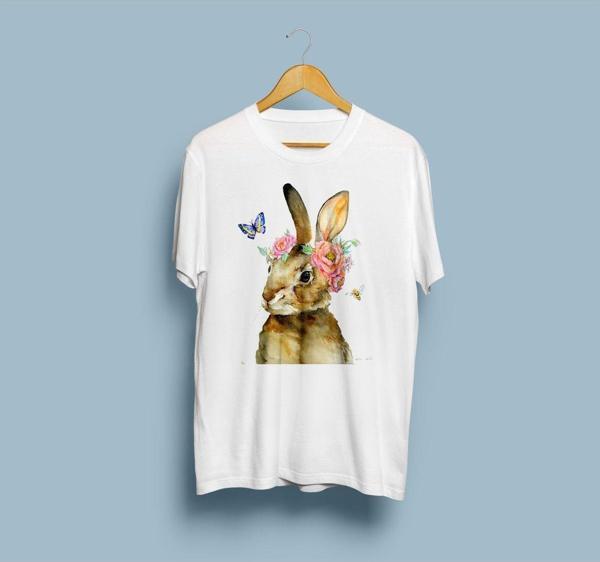 Oversize Tavşan Tasarım Unisex T-shirt - Image 1