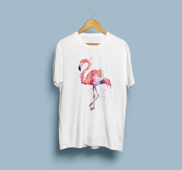 Oversize Flamingo Tasarımı Unisex T-shirt - Image 1